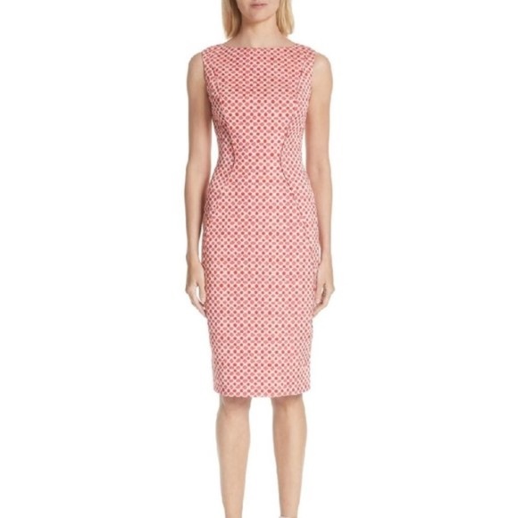 Lela Rose Polka Dot Stretch Jacquard Sheath Dress - Picture 1 of 8